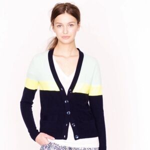 NWOT J.Crew Collection Cashmere Colorblock Cardigan